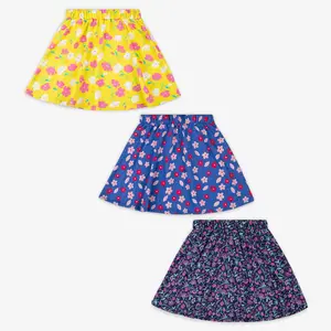 BIG ELEPHANT Girls’ 3-Pack A-Line Skirts – Floral & Solid Toddler Skirts with Elastic Waistband