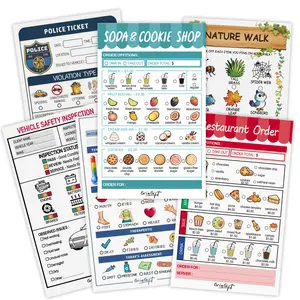 GRINGIFT 6 Count Playtime Notepads for Kids - 40 Pages of Imaginative Role Play - Durable Tear-Off Pages - Perfect for Preschool Kindergarten & Homeschooling - Enhances Creativity & Social Skills