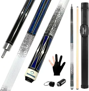 Pool Cue Stick 58" Billiard Cue Sticks 3D Printed Grip Professional Low Deflection Pool Sticks Maple Wood Pool Sticks 13mm Tip