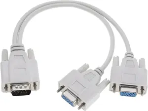 VGA 1 Male to 2 Female Splitter Cable Supports 800x600 to 1080p Resolution Connects PC Laptop Projector LCD TV LED Displays Y Splitter Monitor Cable