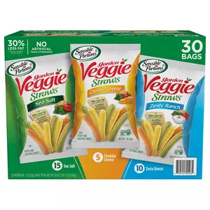 Sensible_Portions Garden Veggie Straw Variety Pack (Sea Salt, Zesty Ranch, Cheddar Cheese) , Total of 30 Snack packs Crunchy Crispy crunchy snack