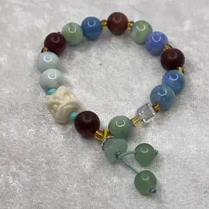 Mix Color Bracelet with Dangling - Vibrant Mix of Colors & Dangling Elements for Casual Wear - Perfect Gift Option - Elastic String Fit