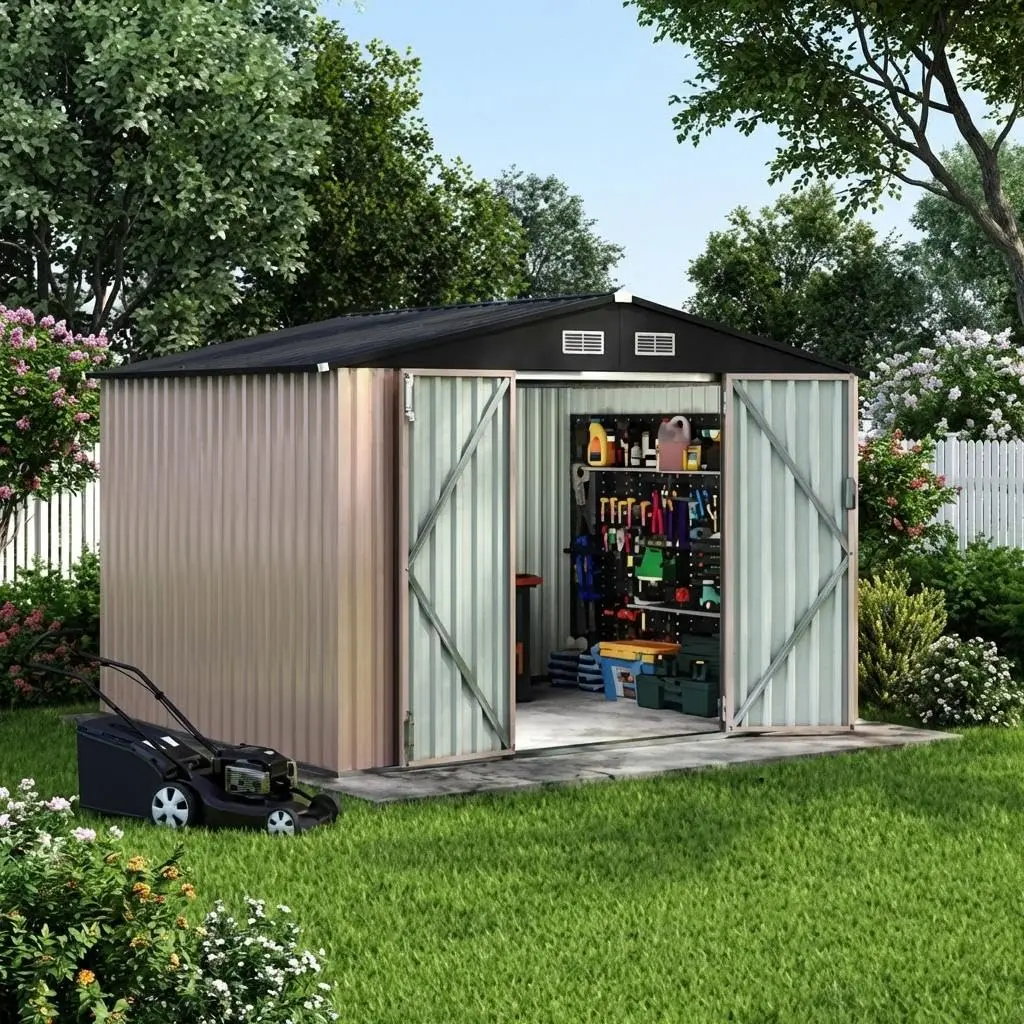 Garvee Heavy Duty 6x8/10x8 ft Outdoor storage unit Floor Kit - Outdoor Storage Replacement Base Panel - Water-Resistant & Rust-Proof Foundation - For Metal & Plastic Garden Tool Outdoor storage units, Standalone Flooring Solution