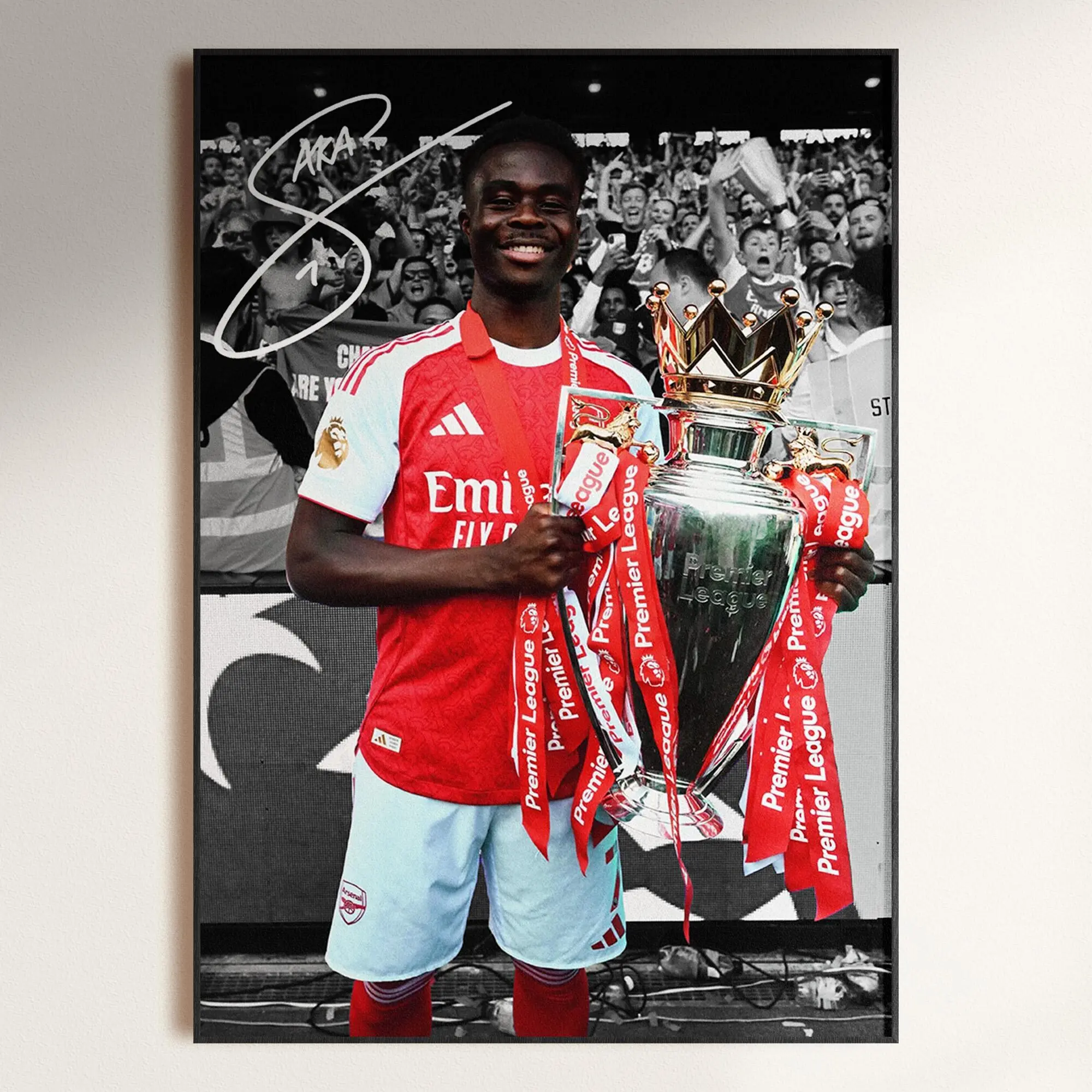 Bukayo Saka Poster, Signed Saka Poster, Arsenal 2526 Champions Poster, Signed Football Poster, Football Decor( Unframed - Print Only )
