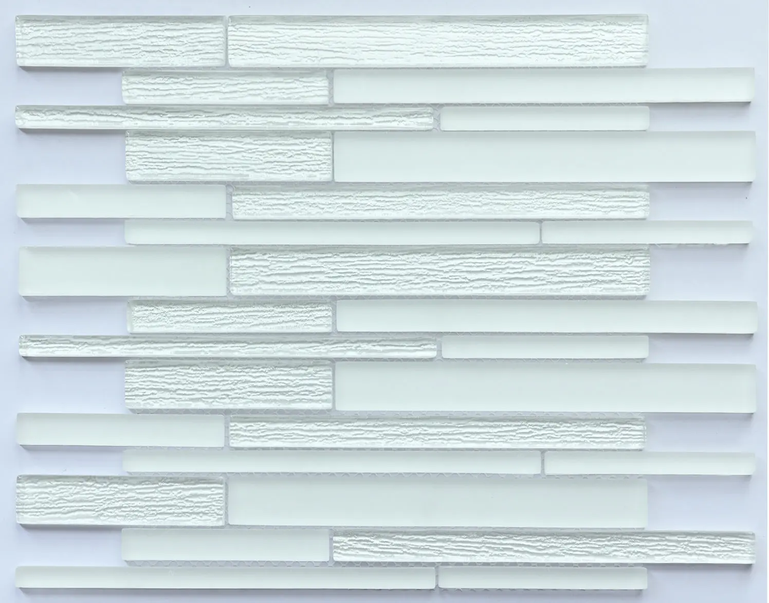 Glass Frosted Super White Multi Size Rectangles Glass Mosaic Tile