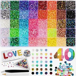 15/24/40 Colors Resin Rhinestones for Crafting with Tweezers, Precision Tool Included, Bling Rhinestone Mixed-Color 3mm Non Hotfix Flatback Gems, Bedazzling Crystal for DIY Crafts Clothing Tumblers Mugs Shoes Fabric Decor Nail Art Makeup Gifts