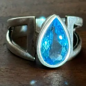Sterling Silver Blue Topaz Ring Size 7 December Birthstone