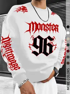 New Men's Digital Print Comfortable Versatile Sweatshirt, Spring Fall Loose Fit Casual Long Sleeve Round Neck Top, Daily Wear