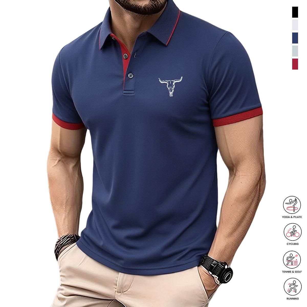 5-piece set of lightweight men’s short-sleeve polo shirts, available in various colors; suitable for everyday wear, casual outfits, and workwear.