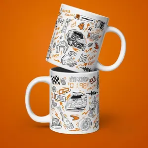 [Sale Up To 50%] F1 Team Ceramic Mug with Unique Doodles – Perfect for Fans! McLaren, Ferrari, Williams, Mercedes, RedBull, Aston Martin, Ceramic Mug, 11oz & 15oz