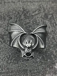 Bat Design Ring, Fashionable Stainless Steel Ring for Women & Men, Witchy Jewelry, Trendy All-match & Exquisite Jewelry for Birthday Gift