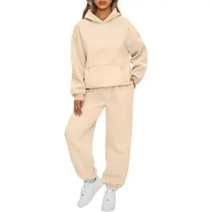 Women's two-piece casual hooded sports suit, oversized sports shirt, loose autumn fashion sports pants with pockets