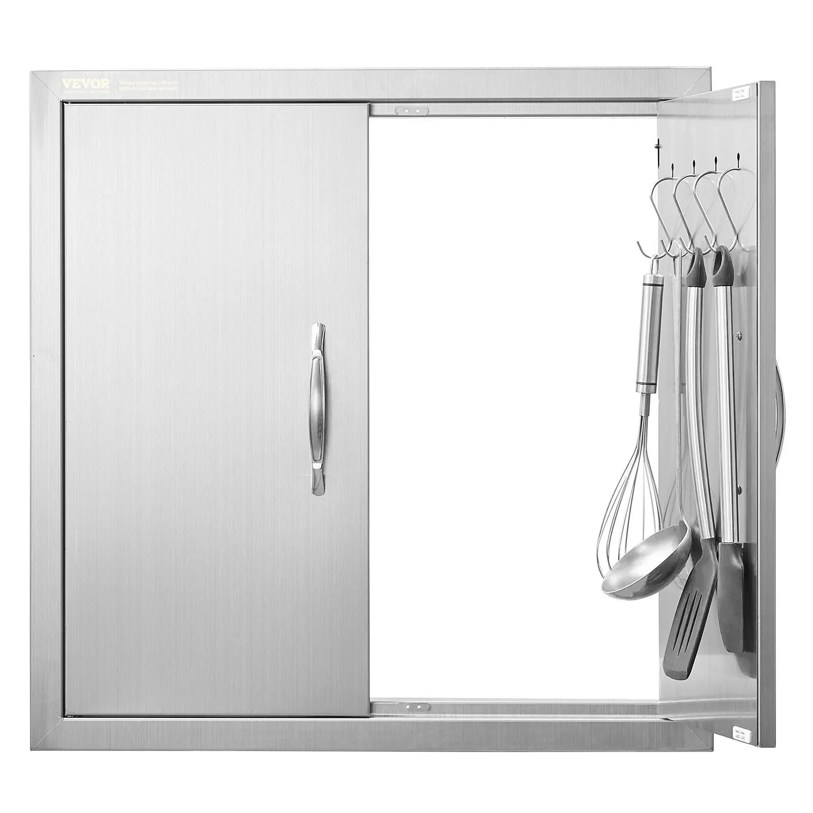 【Summerfinds】VEVOR BBQ Access Door, 24W x 24H Inch Double Outdoor Kitchen Door, Stainless Steel Flush Mount Door, Double Wall Vertical Door with Handles and Hooks, for BBQ Island, Grilling Station, Outside Cabinet