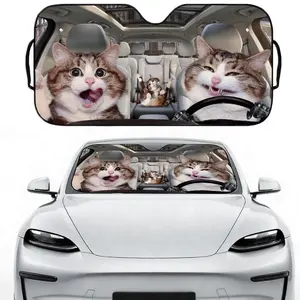 Cute Cat Meme Car Sunshade, Car Window Shades, Funny Design Windshield Shade, Foldable for Easy Storage, Summer Gift, Keeps Car Cool, Prevents Interior Aging