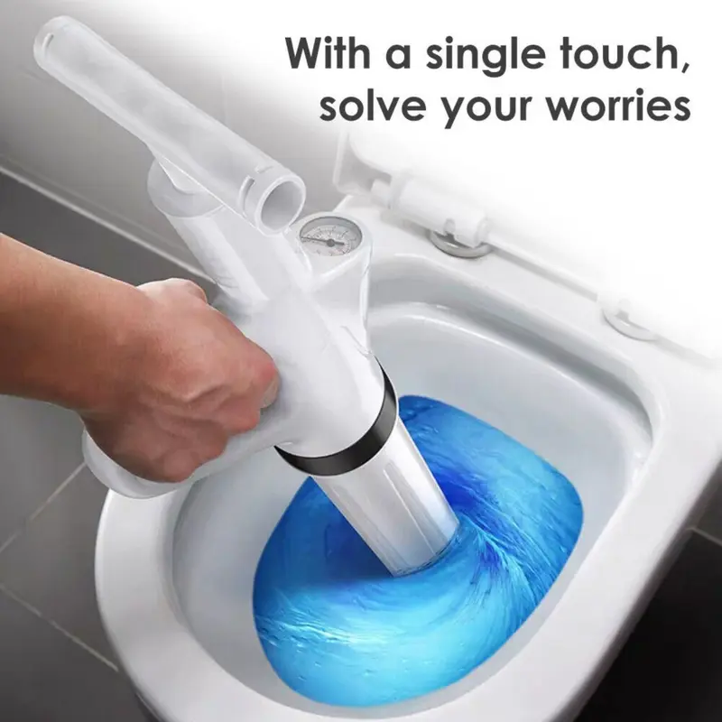 1 Pc ABS High-Pressure Air Drain Blaster - Homeowners' Sink Plunger with 3 x Plunger Heads & 1 x English Manual, Multi-Functional Plumbing Tool for Bathroom Kitchen Pipe Unclogging
