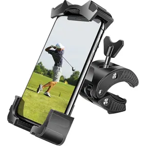 Universal Phone Holder Golf Cart, Phone Mount for Bike, Bicycle, Push Cart, Boat, Car, Stroller, Motorcycle, Fits Most Mobile Smartphones, Adjustable Handlebar Cell Phone Holder Shockproof