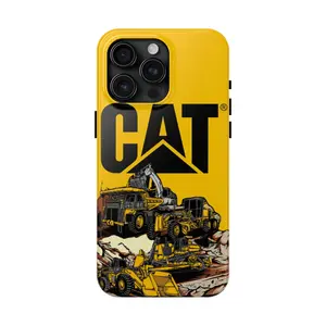 Caterpillar Machines Phone Case - CAT Heavy Equipment Phone Case - Bulldozer Excavator Loader Design - Phone Cover for iPhone 7-17 Pro Max / for Samsung S21-S25 Ultra