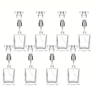 8 Pack 30ML Square Glass Bottles with Metal Nozzles, Refillable Perfume & Aroma Bottles, Free Funnel Included, DIY Fragrance Making, Makeup Container Set