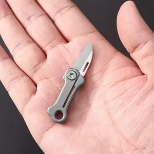 Titanium Alloy Mini Folding Knife Keychain, Folding Pocket Knives, Sharp Tool Pouch Accessory, Portable Pocket Knife for Unboxing and Shipping