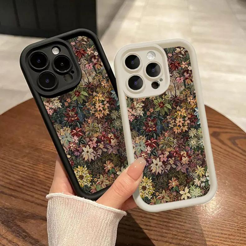 Wildflower Wonderland Pattern Phone Cases for iPhone 17 Pro Max 16 Plus 15 14 Pro 13 12 11, Durable Slim TPU Soft TPU Shockproof Protection Protective Phone Cover
