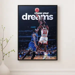 Chase Your Dreams – Basketball Motivation Poster No Frame, Iconic Game Moment Sports Wall Art