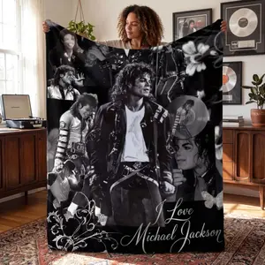 Personalized Michael Jackson Blanket, Music Legend King of Pop Flannel Throw, Custom MJ Fan Gift, Vintage Pop Culture Singer Room Decor