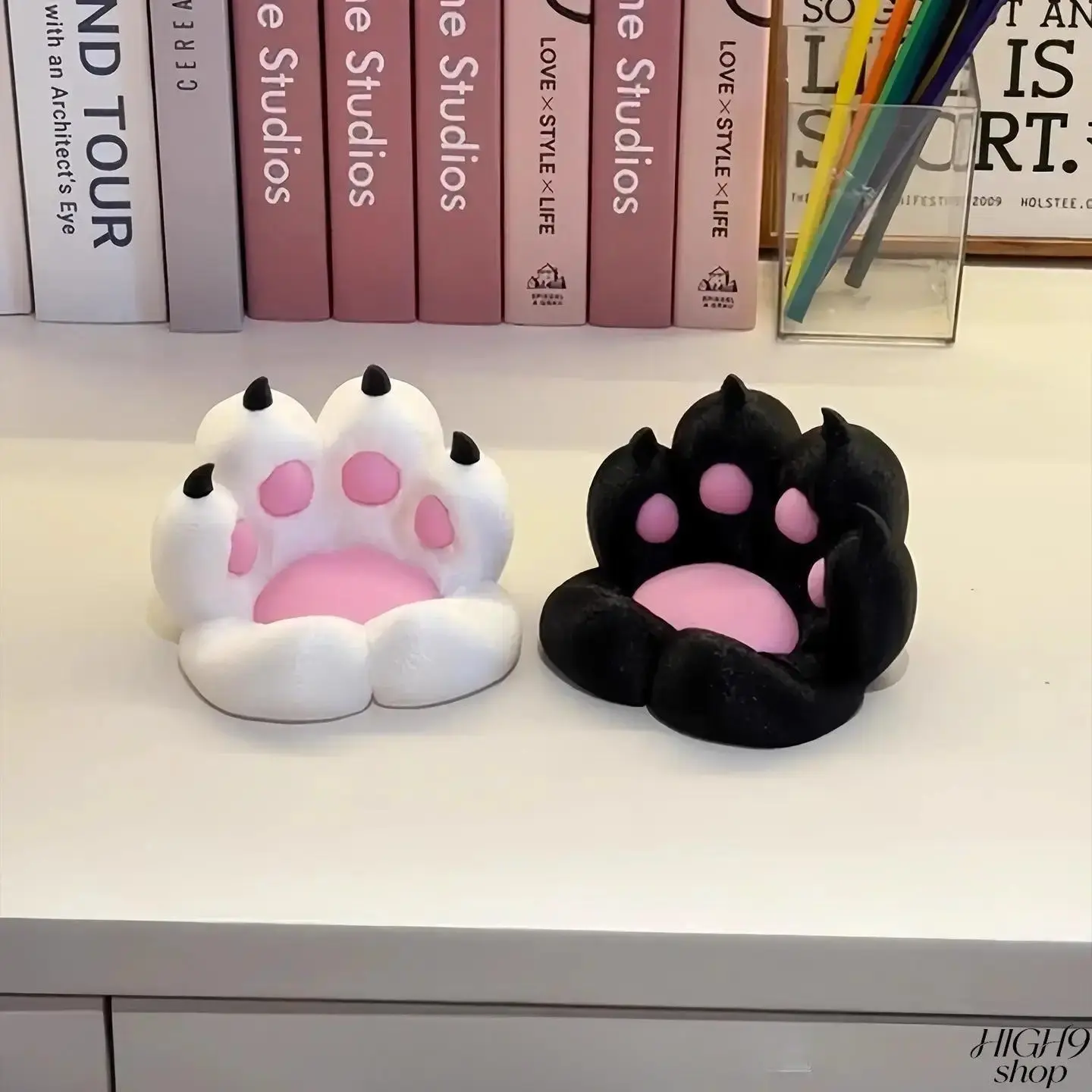 Cute Cat Paw Shaped 3D Printed Soft Vinyl Desktop Organizer & Phone Holder, Stylish Multifunctional Desk Caddy For Home And Office, Decorative Accessory & Sweet Gift For Cat Lovers