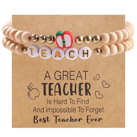 Letter Link Bracelet, Teacher Appreciation Bracelet, Bracelet Sets, Fashionable High Quality Jewelry for Women & Girls, Ideal Mother's Day, Teacher's Day & Birthday Gift, Bracelets Set