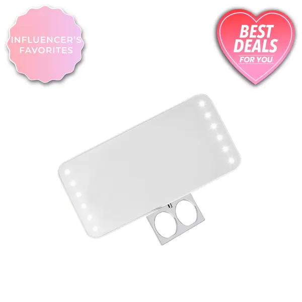 RIKI CUTIE Compact LED Pocket Mirror with Retractable Ring and 3 Dimming Stages for Daily On-the-Go Makeup