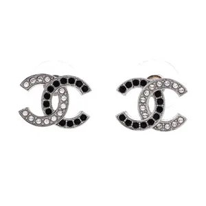 Pre-owned Chanel CC Stud Earrings Metal with Crystals by Rebag