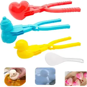 Animal Rice Mold Maker Set, 3-Piece Sushi Shaper Kit with Duck, Heart, and Snowman Designs, Includes Spoon (duck, Snowman and love)