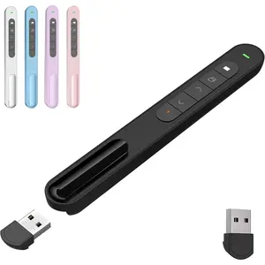 Presentation Clicker with Red Pointer Beam, 328ft Long-Range  Presenter Remote with  USB Receiver, PowerPoint Clicker Compatible with Windows/Android/macOS/Linux, Black, A