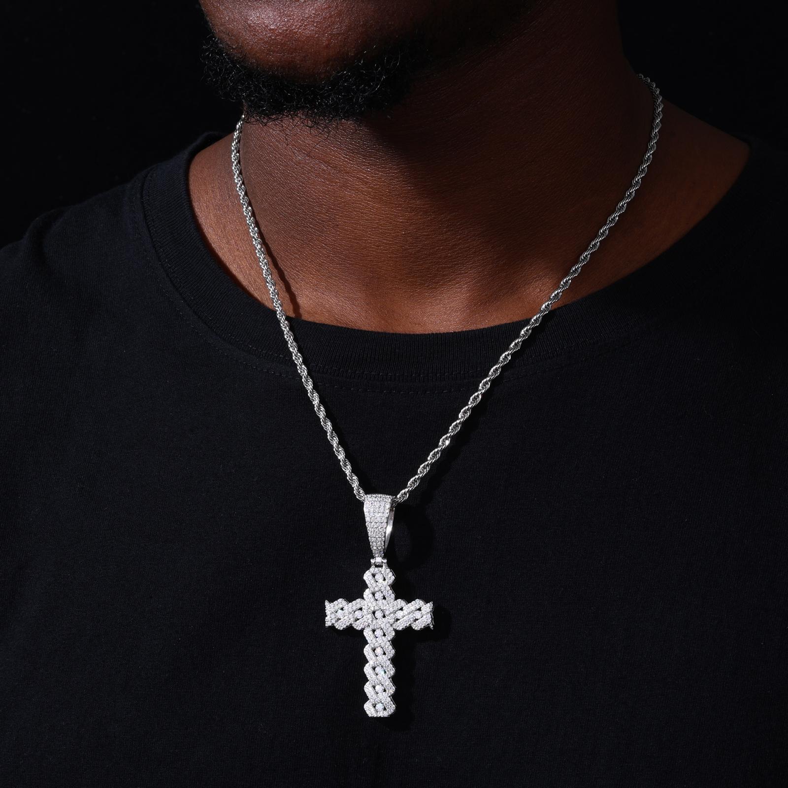 【#P794】Cross Pendant UCCIYO Lab-Created Moissanite S925 Sterling Silver Moissanite Pendant Necklace For Women Men Hip Hop Jewelry Gift