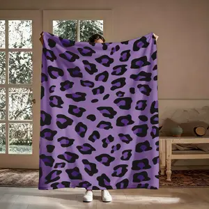 Purple Leopard Lover Flannel Throw, Lightweight Breathable Cheetah Pattern Blanket, Stylish Home Decor Throw for Bed, Sofa, Great Gift for Fashion Enthusiasts, All Season Use