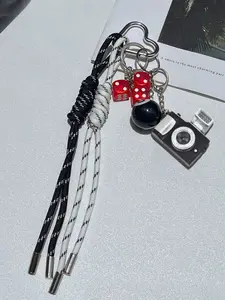 Vintage Billiard Keychain 8 Ball Creative Pendant, Retro Style Camera Shape Keychain, Bag Charm, Cool Accessory for Girls and Women