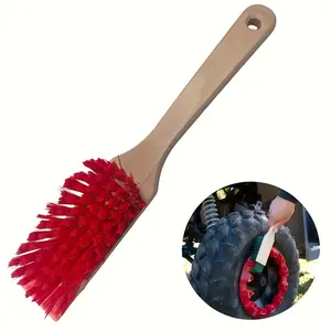 Heavy Duty Wooden Scrub Brush Stiff Bristle Cleaner for Lawn Mower Garden Deck Floor