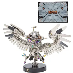 Steampunk Owl with Goggles DIY 3D Metal Animal Model Kits 700+PCS Difficult Puzzle
