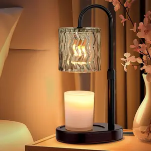Electric Dimmable Candle Warmer Lamp with Timer, Height Adjustable No Flame Scented Wax Melt Burner Fits All Candle Jars, Home Decor Table Light