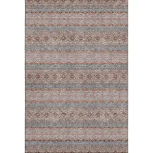 HomeRoots 651339 9x12 ft. Chili Red, Gray & Ivory Floral Medallion Classic Area Rug - Machine-Made, Washable Rectangle Rug with UV Protection, Classic Area Rugs