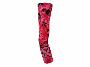 Pink-White Camo Cancer Awareness Compression Arm Sleeve - Youth & Adult Sizes, UV Protection, Sports Use