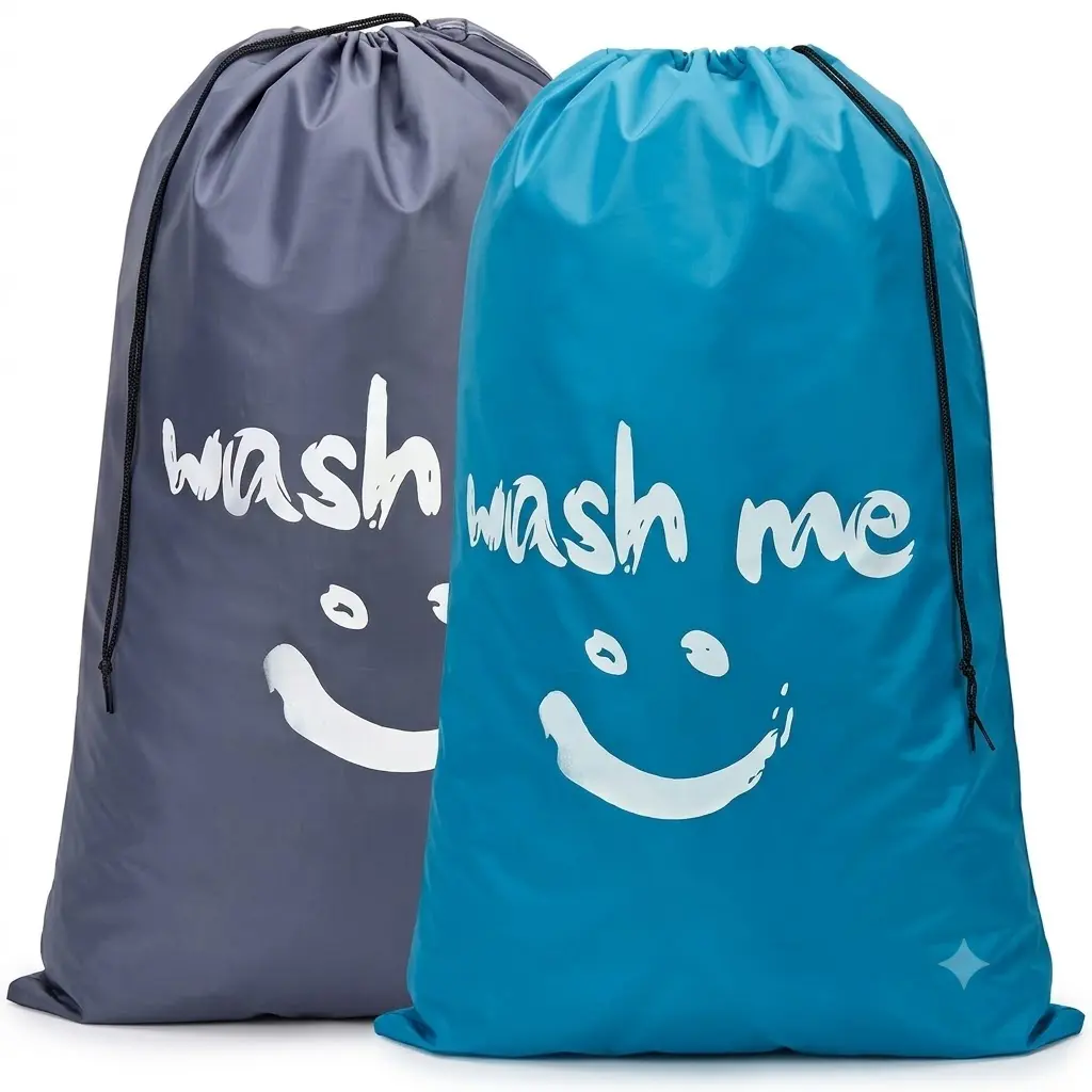 2 Pack XL Wash Me Drawstring Laundry Bags, Ripstop Fabric, Holds 4 Loads for Home Dorm Travel