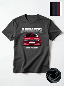 Men's Bimmers BMW German Car Crew Neck Short Sleeve Casual Fitted Graphic Print Tee - Car Fan Hot Selling TikTok Viral Top Menswear