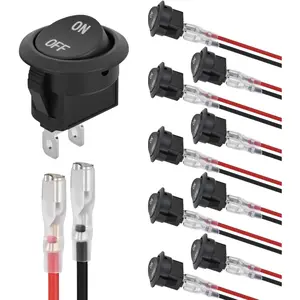Nilight 10PCS Round Rocker Switches w/Wiring Harness SPST 6A/250V 10A/125VAC 12V Small Toggle Switch 2 Pin ON Off for Car Automotive RV Trucks Boats Off-Road