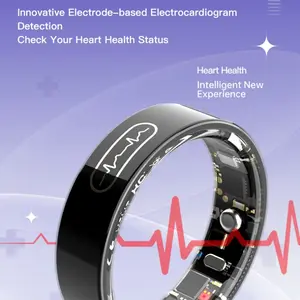 R36 Smart Wearable Ecg Health Monitoring Detection Ring, Blood Pressure Oxygen Heart Rate Temperature Sleep Monitor, 5atm IP68 Waterproof, Bluetooth-compatible 5.3, Steel