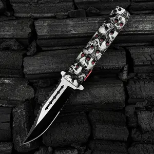 Skeleton Folding Pocket Knife Stainless Steel Serrated Blade with Pocket clip Outdoor Hunting Survival knife Hiking self defense tactical knife Camping Fishing Tools EDC Knife