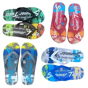 Summer Taste Painted Men's Flip-Flops Summer Trendy Slip-On Anti-Slip Wear-Resistant Soft-Soled Beach Sandals for Boy Shoe Boy  Walking  Footwear Bridal Dance Weight Parent Chef Nail