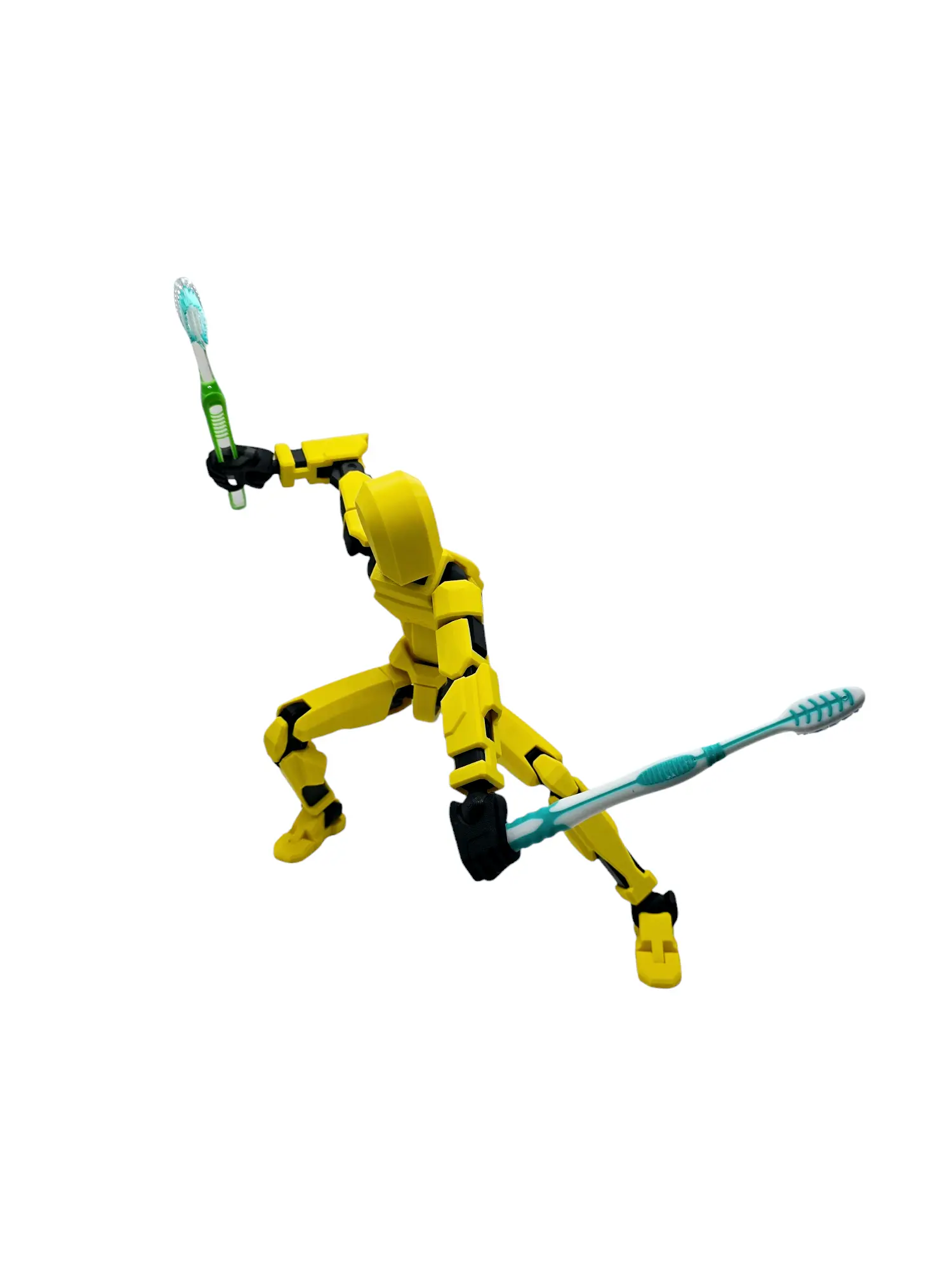 Poseable Action Figure Toothbrush Holder, 16 Inches Tall, Dummy 13 with Compatible Toothbrush Accessory