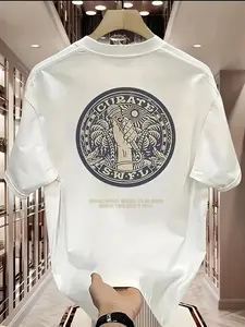 Men'S Heavyweight Loose T-Shirt - White Crew Neck Street Style T-Shirt, Four Seasons Casual Shirt, Suitable for Daily And Formal Occasions - Machine Washable Loose Fit Top, Versatile Wardrobe Essential, High-End Street Fashion, High-Quality T-Shirt