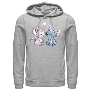 Men's Lilo & Stitch With Angel Couple Pull Over Hoodie
