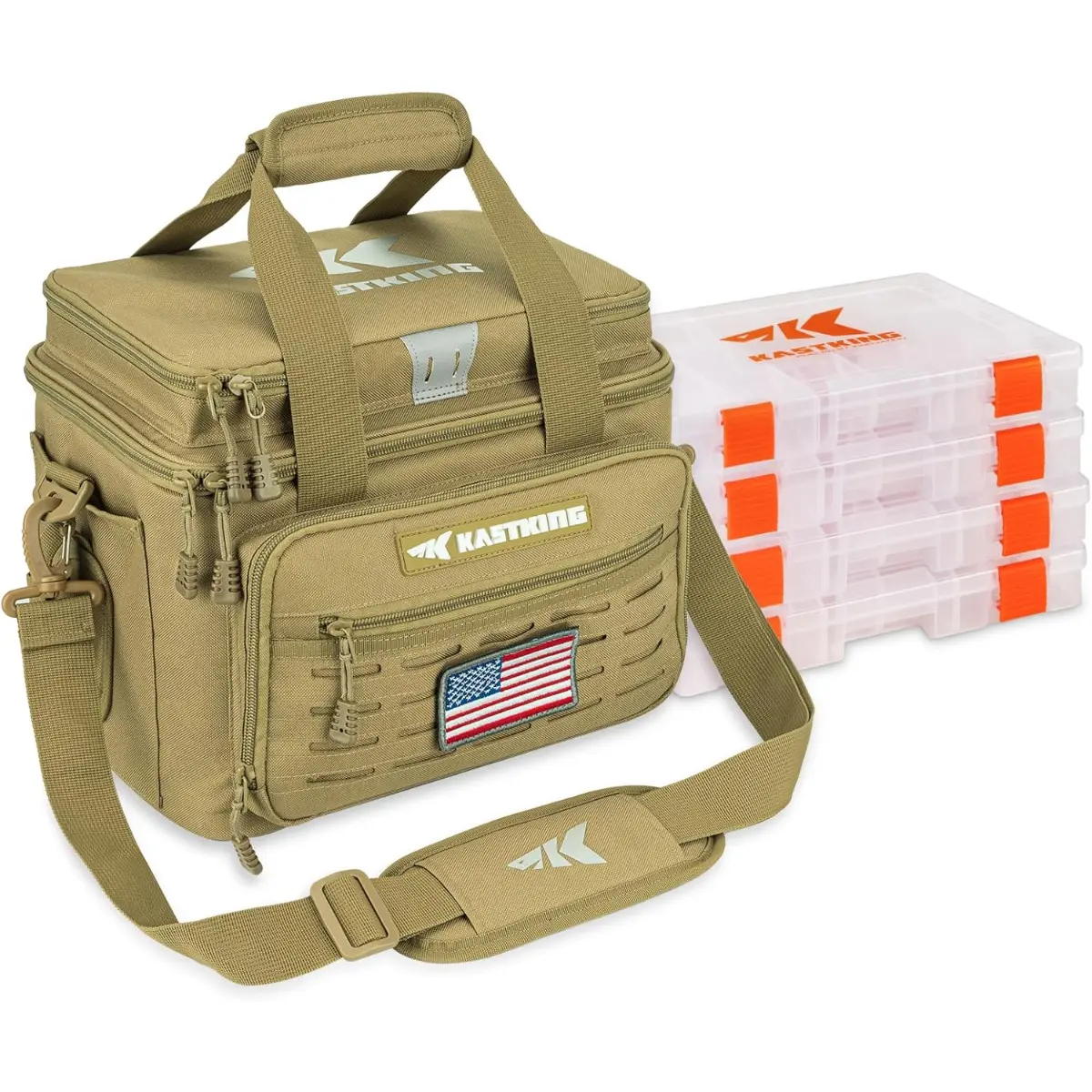 KastKing Karryall Fishing Tackle Bags with 4 * 3600 Tackle Trays - Saltwater & Freshwater Fishing Gear Storage